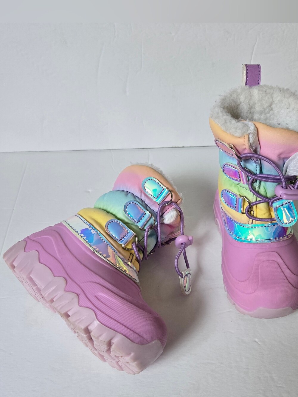 Toddler girl 7/8 Rainbow Snow Boots Lined VGUC Member's Mark